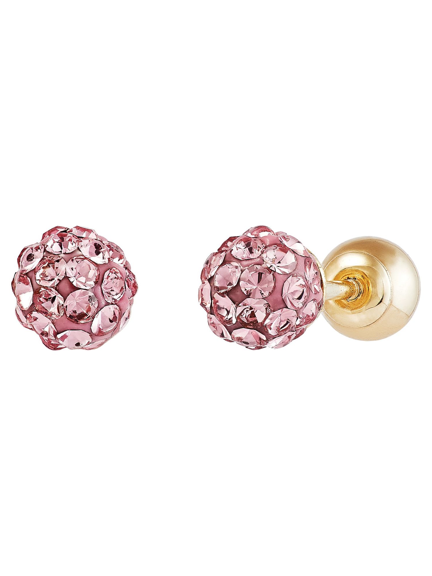 Brilliance Fine Jewelry Pink Crystals 4.8MM Studs Earrings in 10K Yellow Gold - image 4 of 10