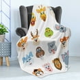 thumbnail image 4 of Cartoon Soft Flannel Fleece Blanket, Comic Design of Composition of Smiling Animal Faces Visages Koala Fox Pi Caricature Art, Cozy Plush for Indoor and Outdoor Use, 50" x 60", Multi, by Ambesonne, 4 of 5