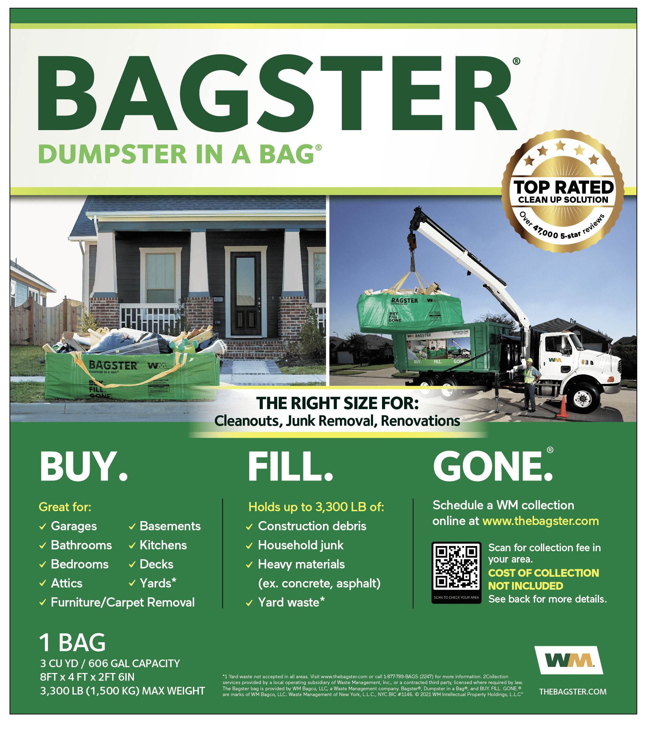 Waste Management Bagster® 3 Cubic Yard Dumpster in a Bag® at Menards®