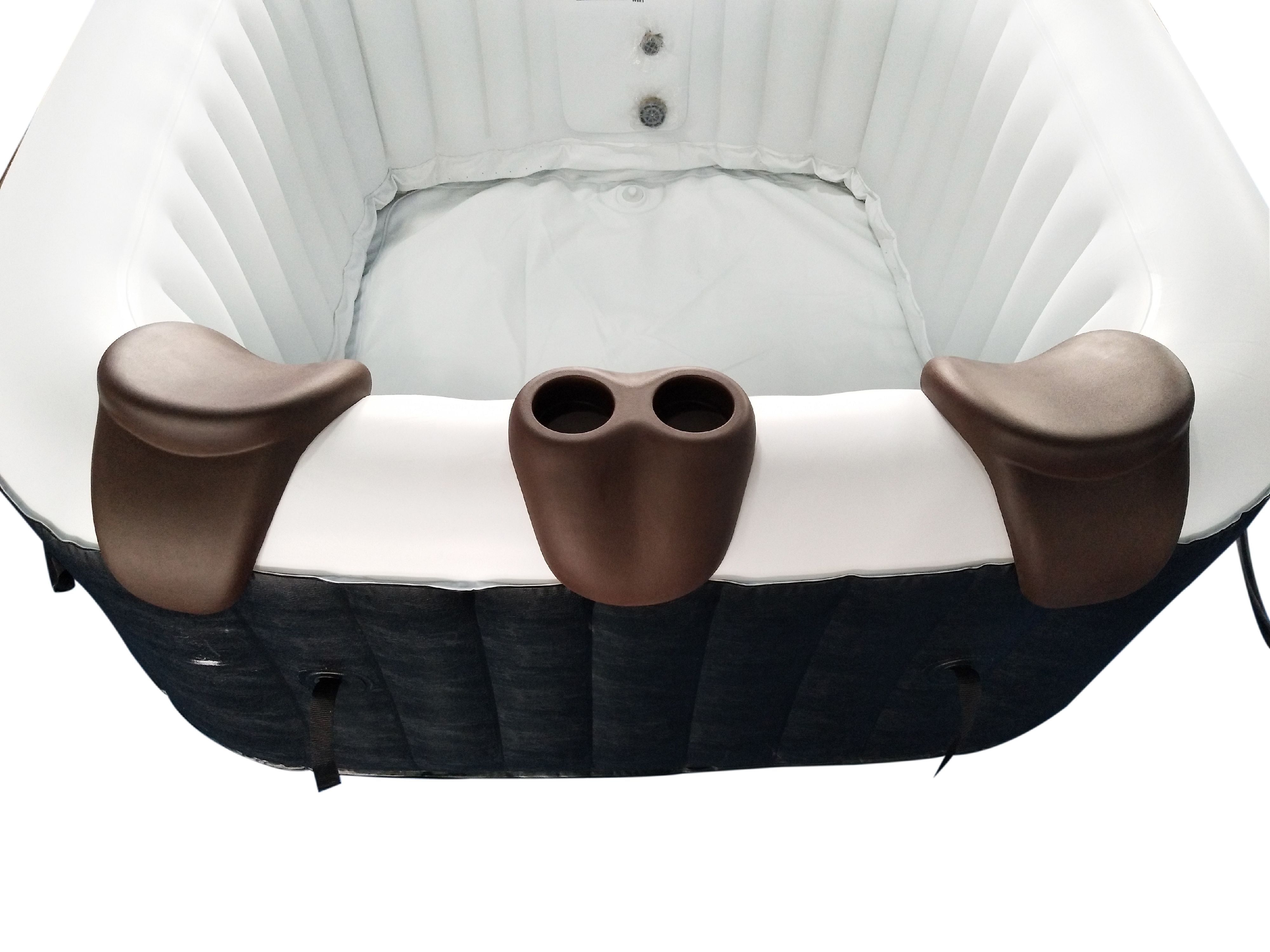 ALEKO Removable 3-Piece Headrest and Drink Holder Set for Inflatable Hot Tub Spa - Brown