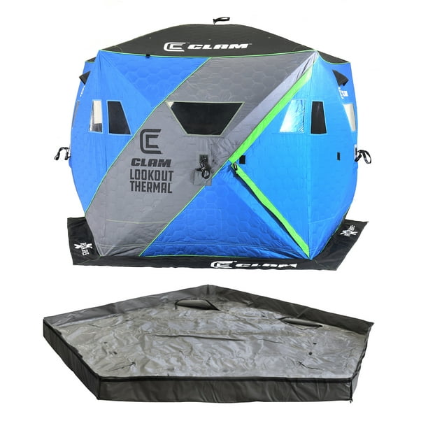 Clam C-360 Portable 6 Foot Pop Up Ice Fishing Thermal Hub Shelter Tent