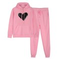 thumbnail image 2 of Outfits Women's Sports Tracksuits Long Sleeve Pullover Hoodies Sweatshirt Loose Coat And Sweatpants Fall Winter Suit Heart Graphic Drawstring Long Sleeve Hoodies Sweatshirt and Pants Set, 2 of 4