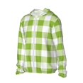 thumbnail image 2 of Pofeuu White Green Plaid Print Sun Protection Outdoor Lightweight Full Zip UV Cooling Hoodie Long Sleeve Summer Clothing for Outdoor Hiking-3X-Large, 2 of 5