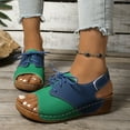 thumbnail image 5 of Viluyesy Womens Wedge Sandals, Peep Toe Lace Up Color Block Fashion Soft Sole Comfort Shoes Green 9.5, 5 of 9