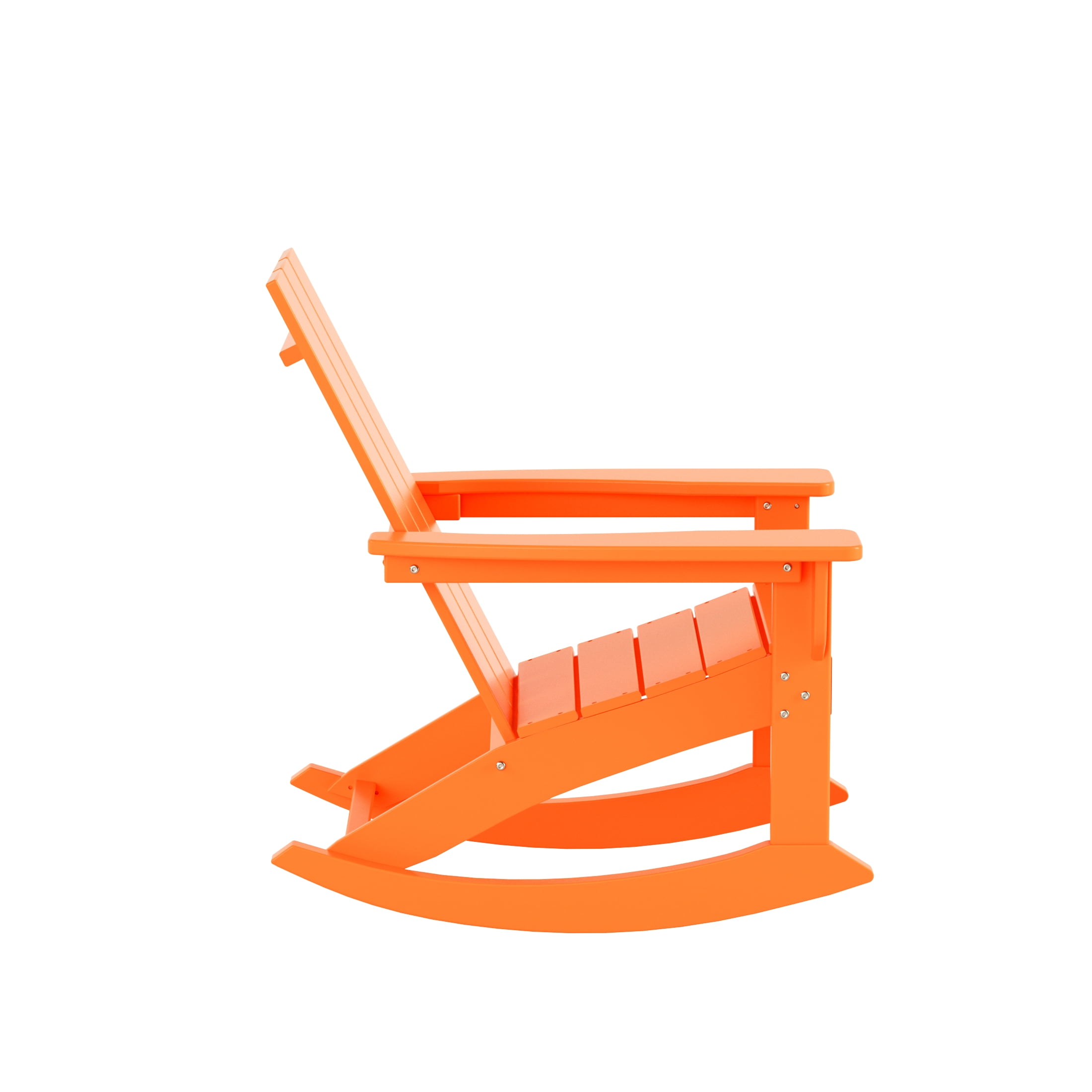 GARDEN Set of 4 Modern Plastic Outdoor Rocking Chairs for Patio Porch, Orange