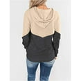 thumbnail image 4 of Hoodies Woman Women's Casual Color Block Hooded Long Sleeve Loose Pullover Tops, 4 of 6