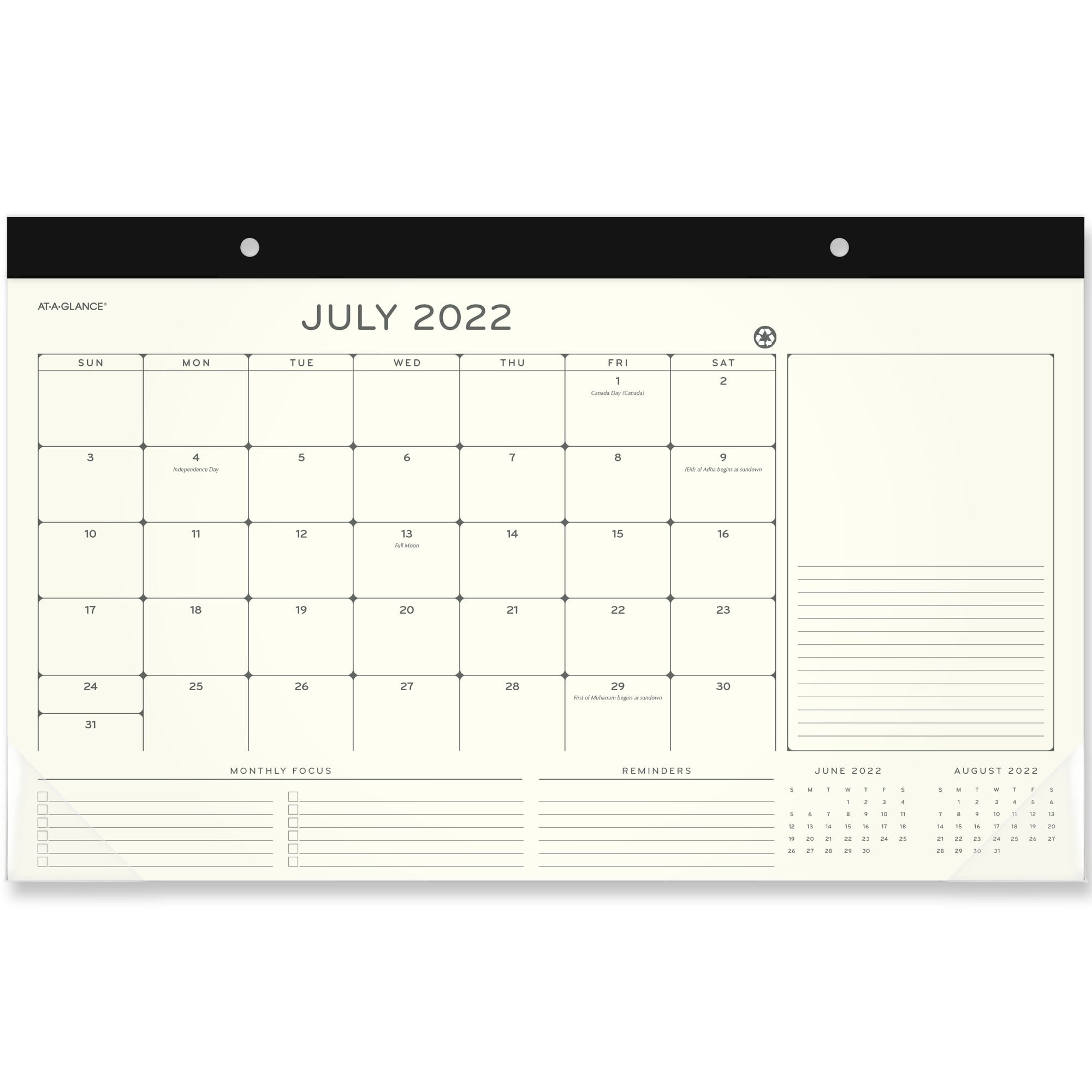 AT-A-GLANCE Elevation Eco Academic 2022-2023 Monthly Desk Pad Calendar, Compact, 17 3/4' x 11'