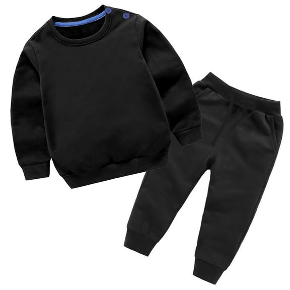 Dezsed Baby Girl Boy Clothes Outfits Clearance Toddler Baby Boys Girls Candy Color Solid Color Leggings Casual Kids Sports Pants Hoodies Set Black 12-18 Months