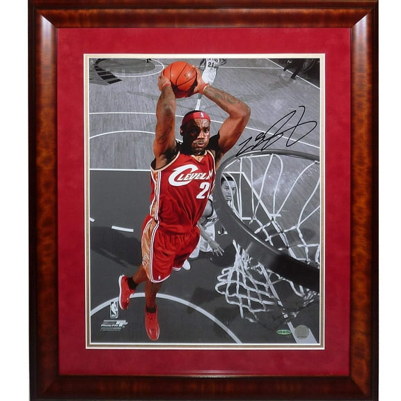 LeBron James Autographed Cleveland Cavaliers (Spotlight Dunk) Deluxe Framed 16x20 Photo - UDA Upper Deck