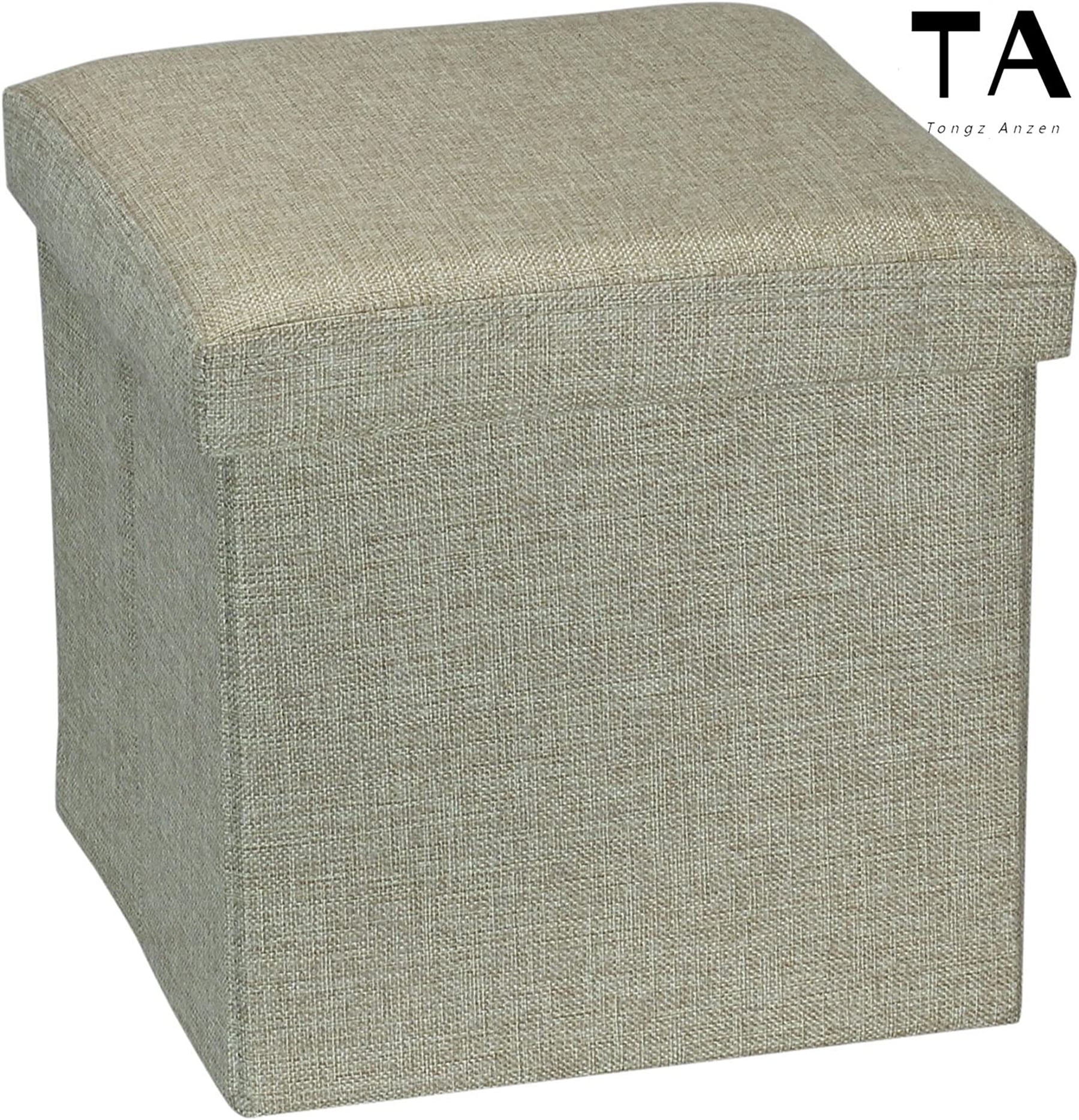 Linen Folding Storage Ottoman Cube Footrest Seat