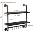 thumbnail image 3 of Industrial Pipe Shelves Shelving,24" Black Floating Shelves for Bathroom with Towel Bar Hooks,Kitchen Wall Shelves Coffee Bar Shelves Wall Mounted for Wall Decor,Living Room Bedroom, 3 of 8