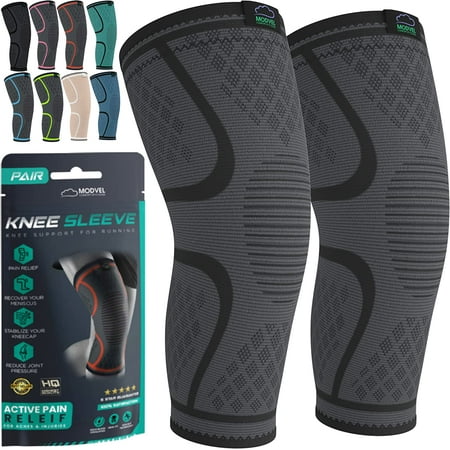 MODVEL Knee Brace Men and Women 2 Pack, Knee Sleeve For Running, Fitness, M