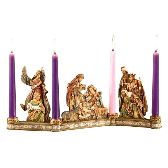 Avalon Gallery Advent Candleholder, Holy Family Nativity Scene