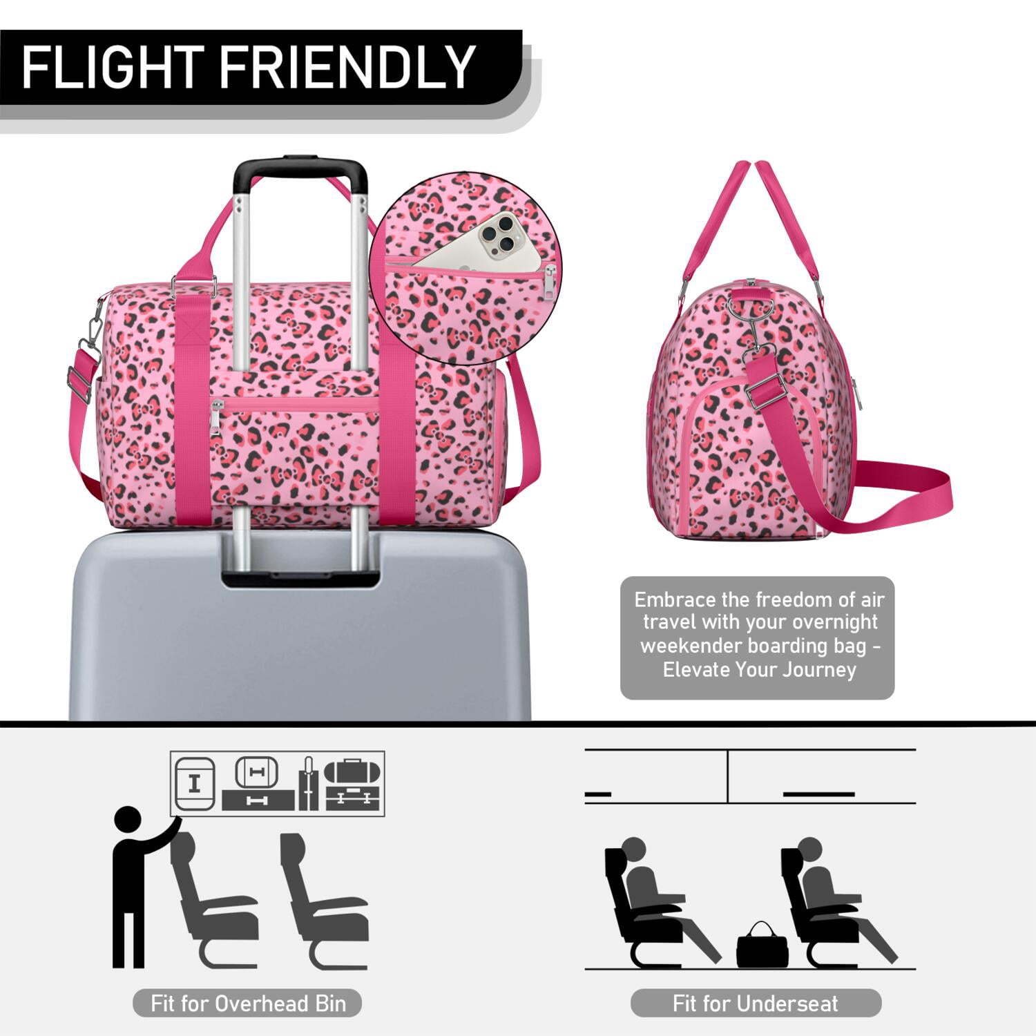 Leopard Womens Gym Tote Duffle Bag with Wet Pocket & Shoe Compartment, Checkered Travel Duffel Bag Overnight Weekender Hospital Tote Girls Workout Carry on Bag with Luggage Sleeve