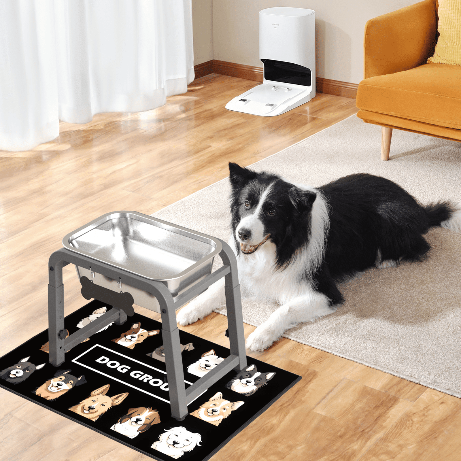 1.2 Gallon Elevated Dog Water Bowls for Large Dogs, 4 Adjustable Heights, Raised Dog Water Stand with Mat
