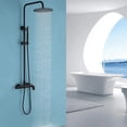thumbnail image 3 of Exposed Shower System with Rainfall Head Handheld Spray and Tub Spout, Height Adjustable Solid Brass 3-Functions Wall Mounted Outdoor  Complete Shower System, Matte Black, 3 of 9