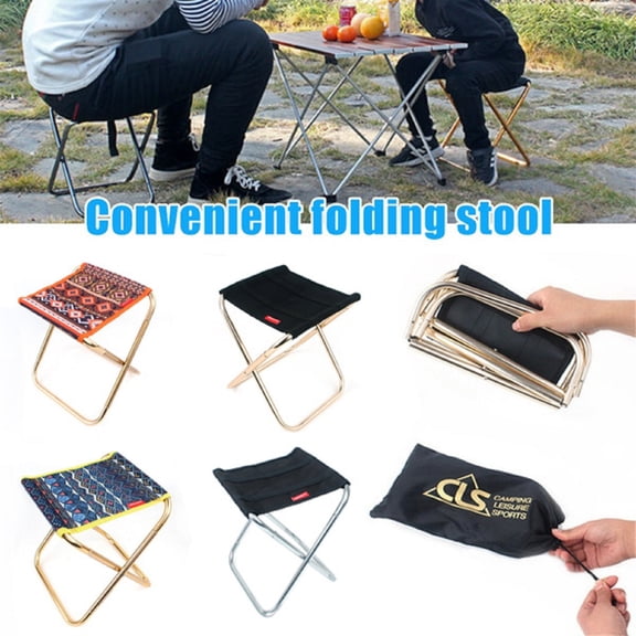 Nsxcdh Cls Outdoor Folding Chair Small Portable Beach Fishing Camping Stool Aluminum Alloy Cloth X Shape 9.25x6.69x7.48in Stable Support Easy Carry Storage Bag Outdoor