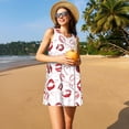 thumbnail image 3 of Xecao Robes d'Été Lèvres Rouges pour Femmes Robes Décontractées de Plage Robes de Plage Sans Manches Robe Évasée avec Poches, 3 of 7