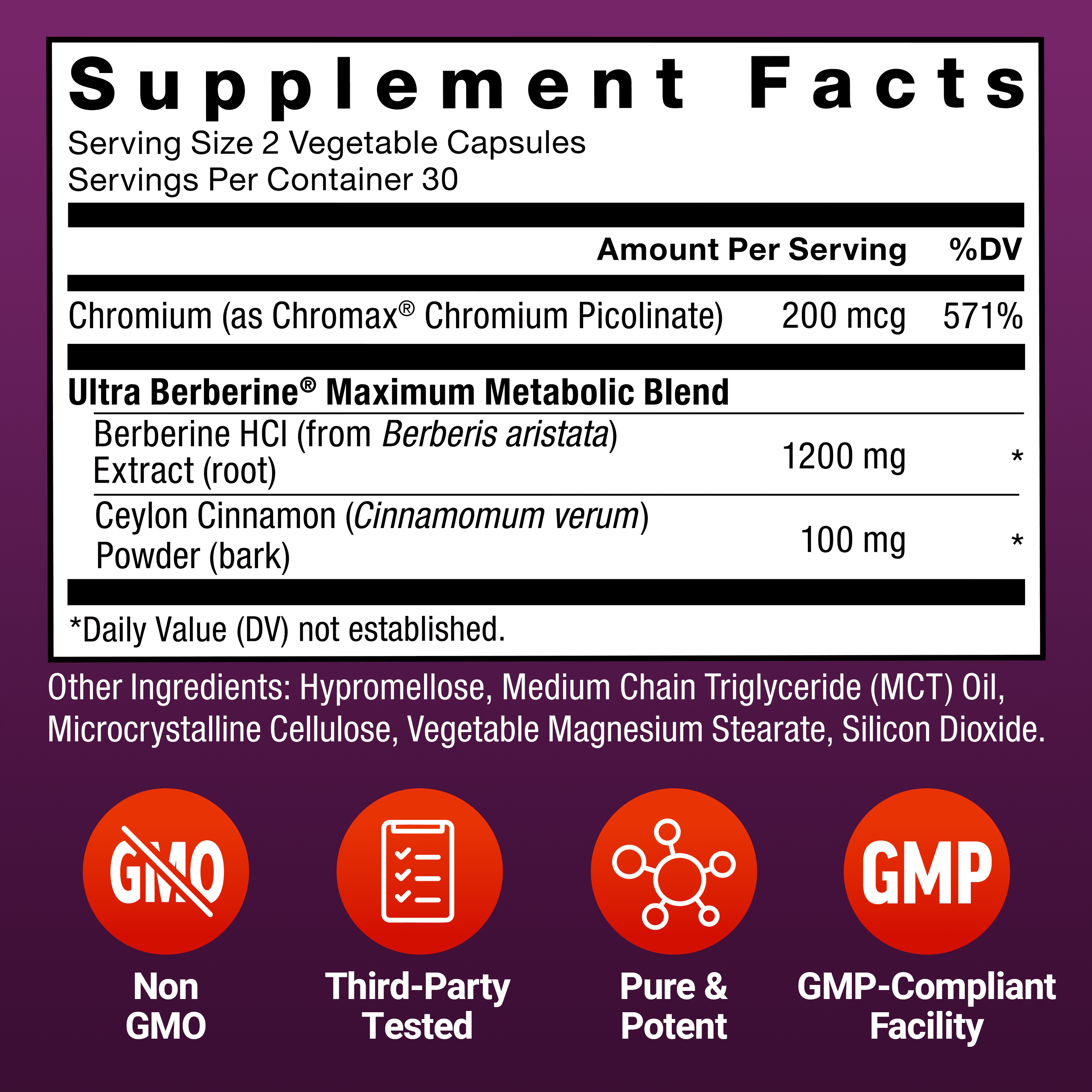Force Factor Ultra Berberine Maximum Strength, 1200mg Berberine HCl with Ceylon Cinnamon & Chromax Chromium to Support Fat Loss, Metabolism & Weight Management, 60 Capsules