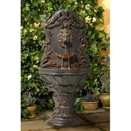 John Timberland Antiqued Outdoor Wall Water Fountain with LED Light 50