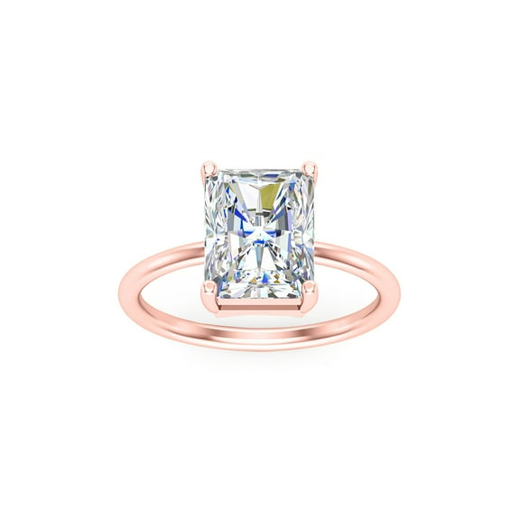 RKC 4 ct Moissanite Radiant Cut Solitaire Wedding Ring 14 White Gold Plated Weight 2.40 gm And Width 1.70 mm