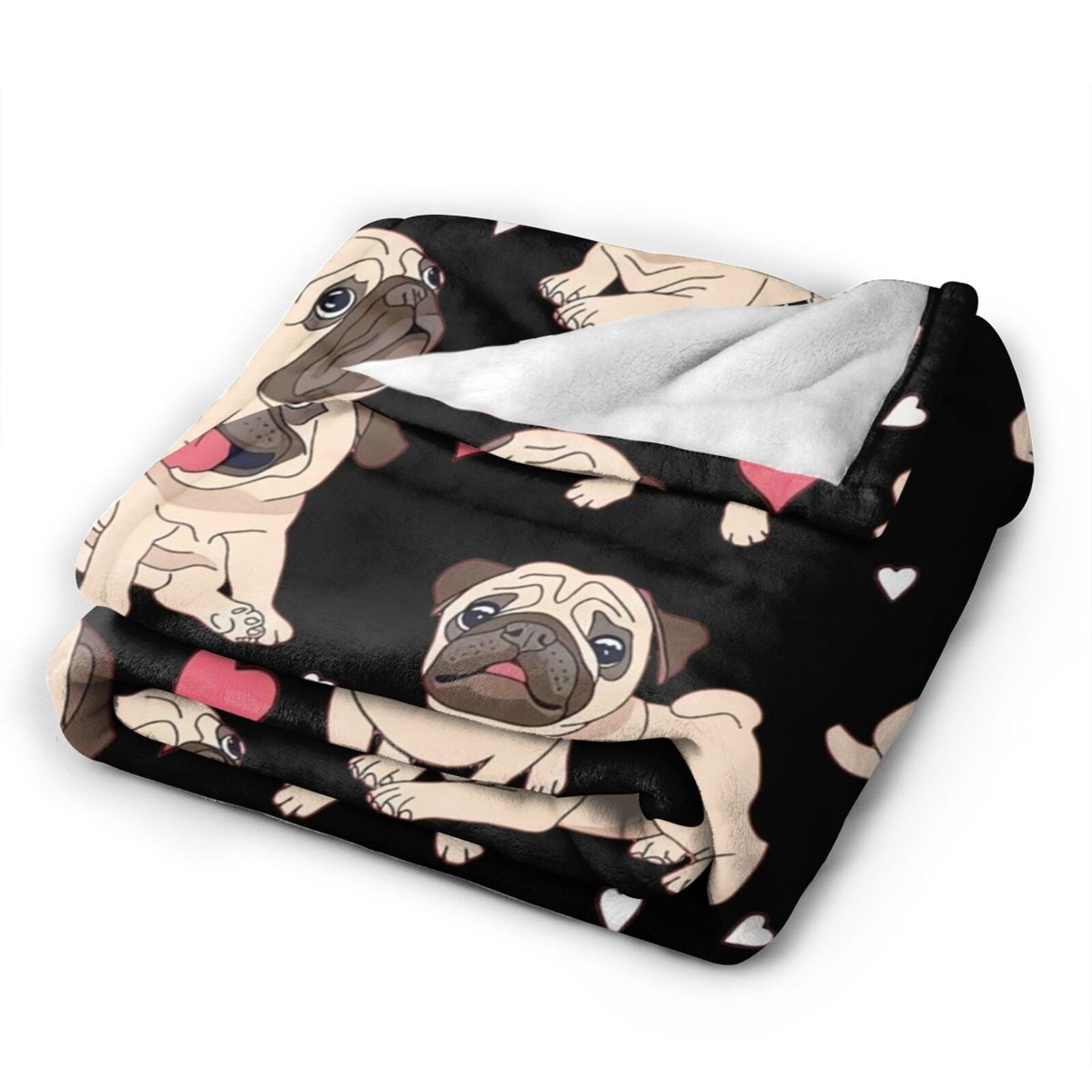 Wijzvio Pug Dog Throw Blanket Soft Fuzzy Fleece Blanket For Couch Bed Living Room Decoration 50"X40"
