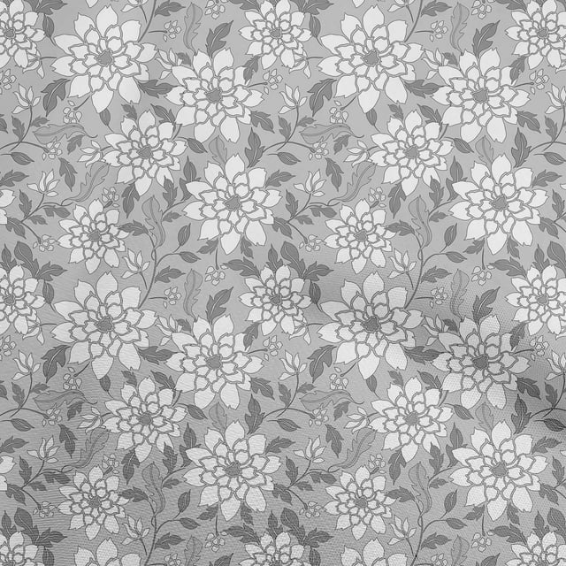 oneOone Viscose Chiffon Gray Fabric Floral Retro Craft Projects Decor Fabric Printed By The Yard 42 Inch Wide