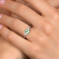 thumbnail image 4 of Gem Stone King 925 Sterling Silver Green Prasiolite and White Moissanite Engagement Ring for Women | 1.07 Cttw | Oval 7X5MM | Gemstone Birthstone | Size 6, 4 of 7
