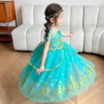 thumbnail image 6 of Rongking Girls Jasmine Costume Princess Dress Green Halloween Cosplay Outfit for 3-8T, 6 of 9
