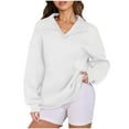 thumbnail image 1 of WEAIXIMIUNG Sweat à Capuche Zippé pour Femmes Léger Pull Uni Col en V Sans Capuche Manches Longues, 1 of 5