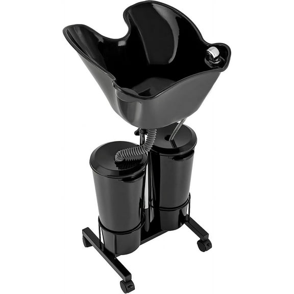 DENEST Portable Plastic Shampoo Unit with Electric Pump | with 2 Bucket and Drain Hoses | Basin Height Adjustable | Barber and Stylist Hair Salon Accessories