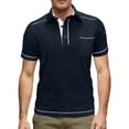 thumbnail image 4 of IWRICH Men's Polo Shirts Short Sleeve T Shirt Lightweight Casual Button up Shirts Summer Collared Tops with Pocket Navy XL, 4 of 7