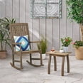 thumbnail image 2 of Noble House Arcadia Outdoor Acacia Wood Rocking Chair and Side Table Set Gray, 2 of 4