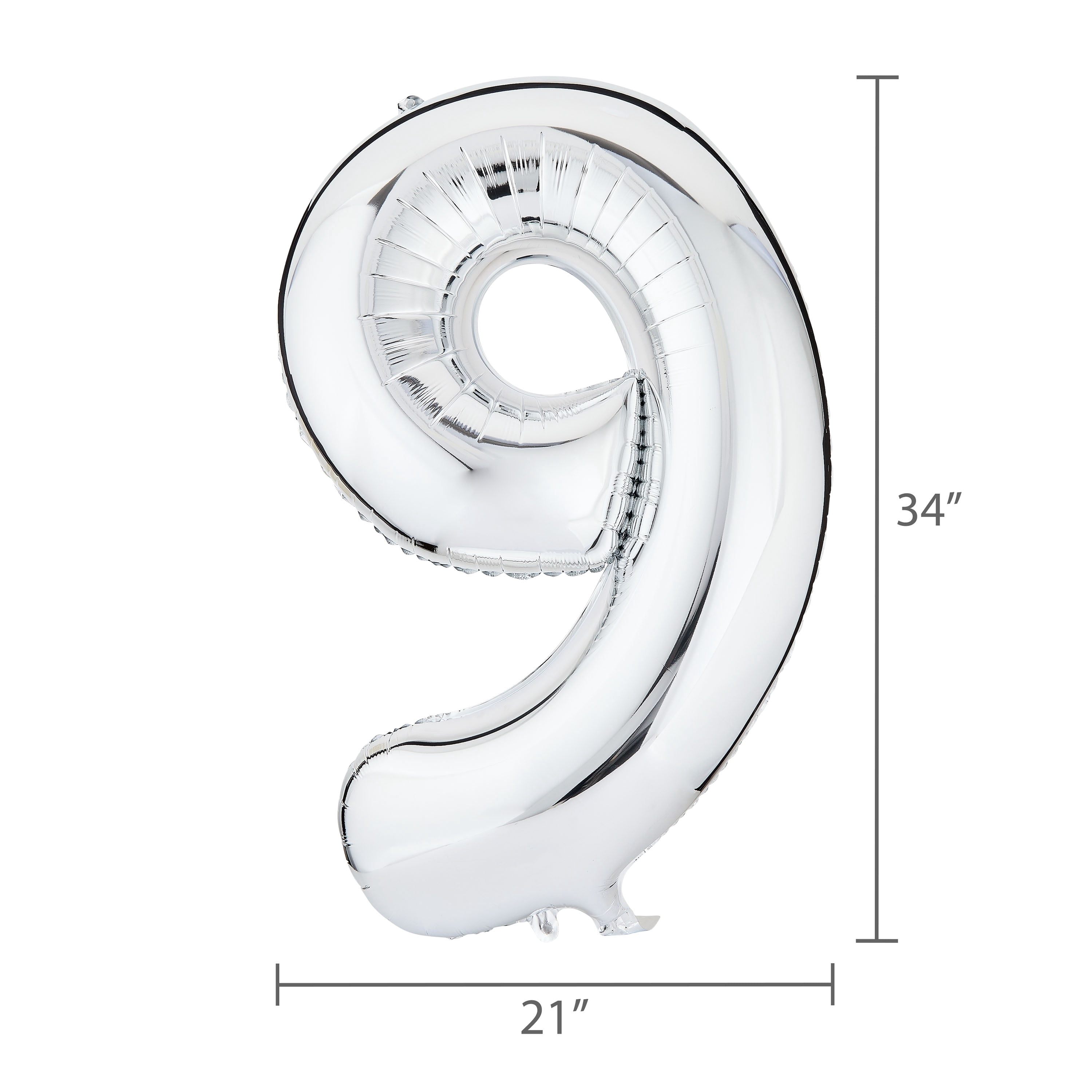 34" Silver Number 9 Foil Balloon, by Way To Celebrate