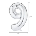 thumbnail image 3 of 34" Silver Number 9 Foil Balloon, by Way To Celebrate, 3 of 5