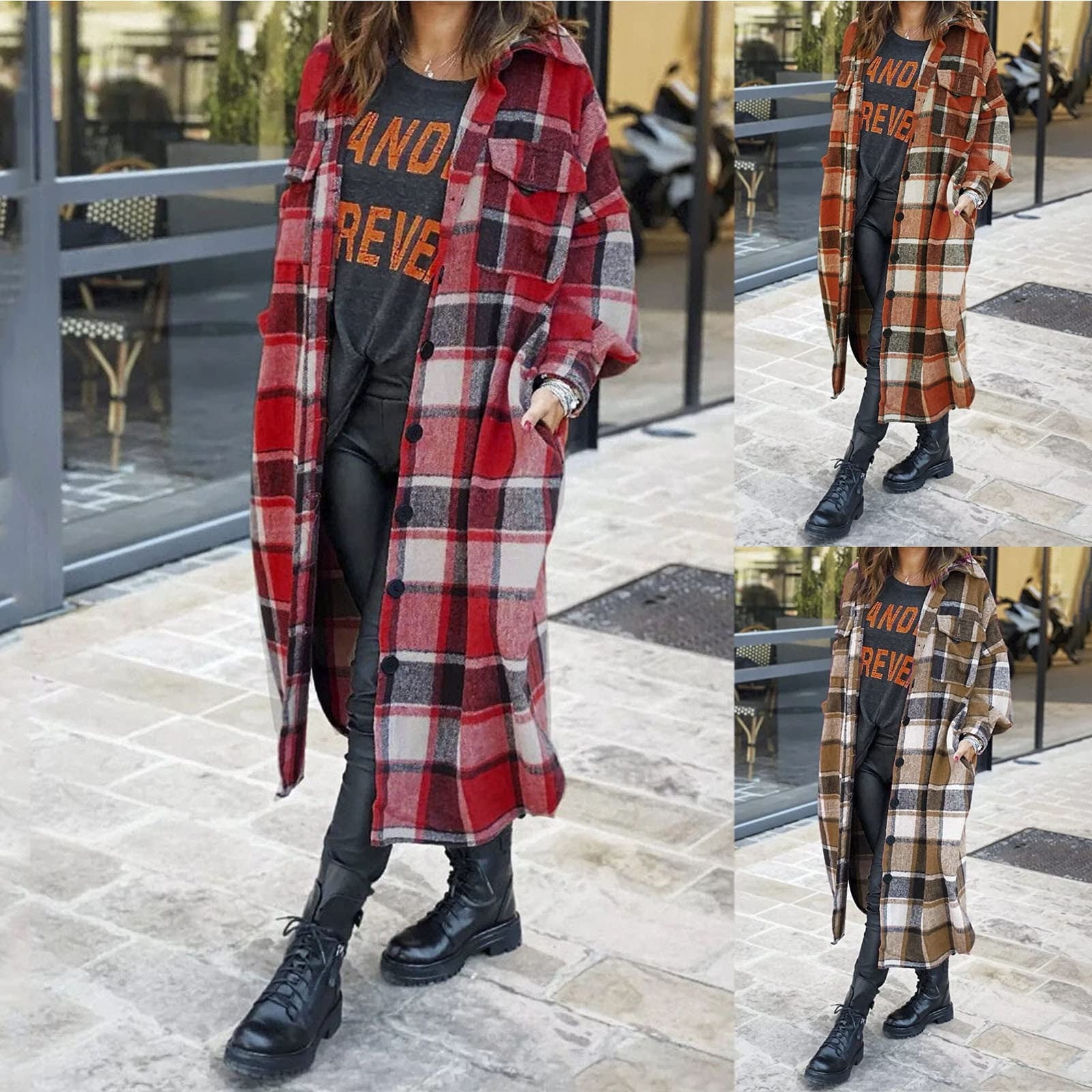 Robe Chemise Surchemise Longue Surchemise A Carreaux Femme Bleu