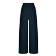 thumbnail image 5 of HBYJLZYG Wide Leg Pants, Cotton Linen Pants For Women Versatile Elastic Waist Solid Color Spring Summer Pants Trousers With Pocket, 5 of 6