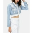 thumbnail image 4 of Women's Cropped Layered Hoodie Denim Jean Jacket., 4 of 11