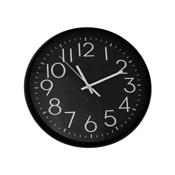Reloj De Pared De Colores Análogo y Silencioso De Plástico negro Mediano