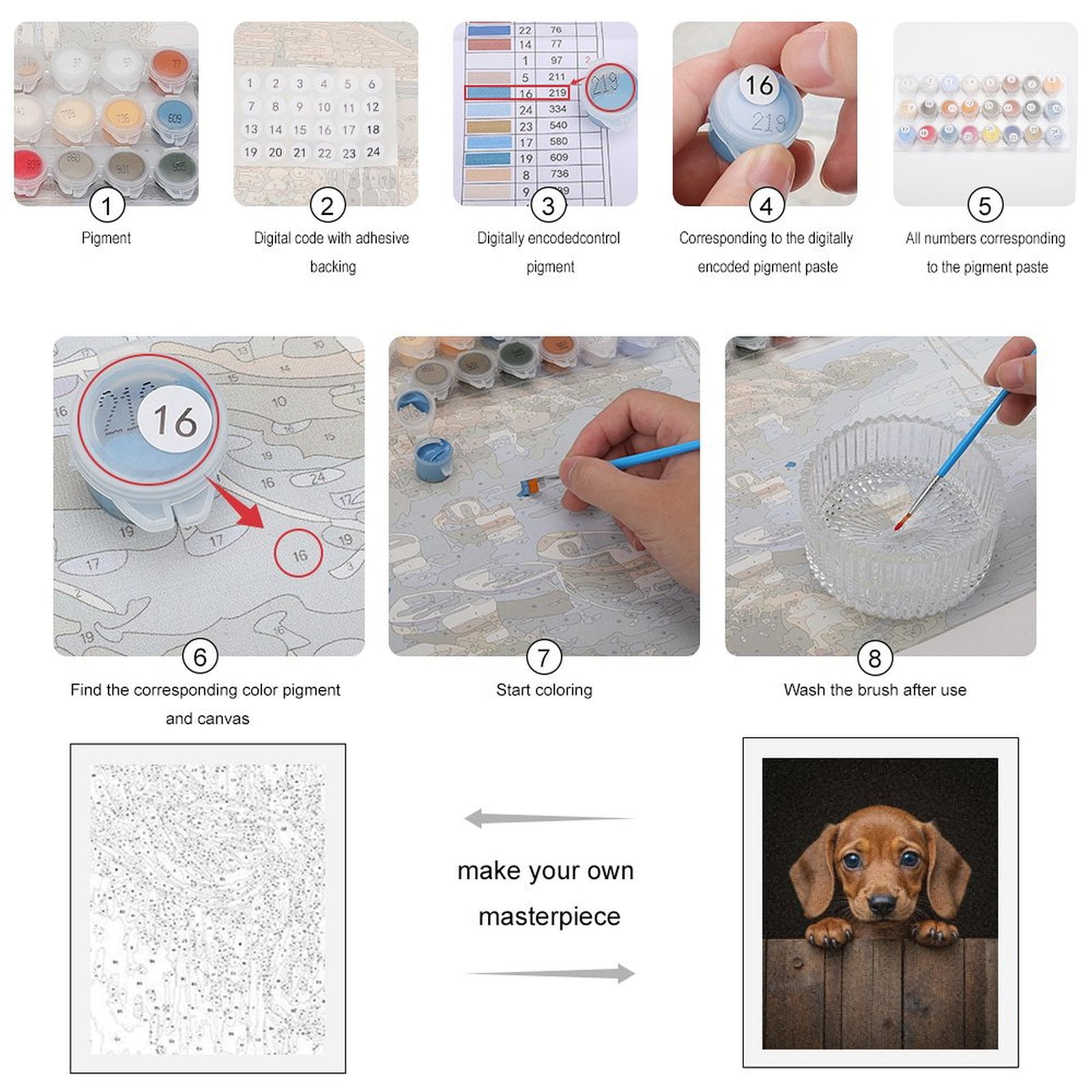 Paint by Numbers Kit for Adults, Adorable Puppy Peeking Over Fence Paint by Numbers, Easy Paint by Numbers Kit for Adults Beginner, DIY Adult Paint by Number Kits on Canvas, Home Decor