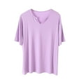 thumbnail image 2 of Fiudx Ofertas Flash Artículos En Oferta Top/Camisa Holgada de Manga Corta con Cuello En V Liso para Mujer, 2 of 5