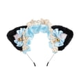 thumbnail image 1 of BOKYAN Diadema de Orejas de Gato Lolita Encaje Cinta Azul 25.4 cm / 10 inches, 1 of 1