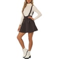 thumbnail image 4 of INSPIRE CHIC Women's  High Waist Lace Up Tie Front A-Line Mini Suspender Skirt L Coffee, 4 of 5