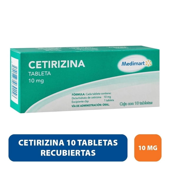 Cetirizina Medimart 10 mg, 10 tabletas recubiertas