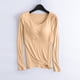 thumbnail image 2 of Camiseta interior térmica de manga larga para mujer: terciopelo grueso, moldeadora, con copa de sujetador, pijama de otoño/invierno, tallas S-XXXXL, 2 of 5