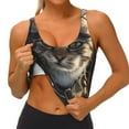 thumbnail image 3 of Zufioo Pilot Cat In Vintage Plane Print Women's Sports Vest, U-shaped Removable Chest Pad Sports Backless Top, Suitable for Fitness and Bodybuilding, Leisure and Daily Life-XX-Large, 3 of 8