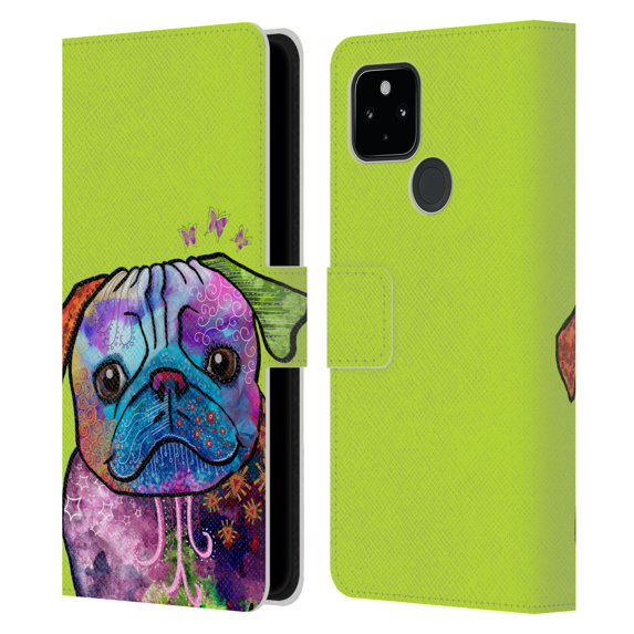 Head Case Designs Officially Licensed Duirwaigh Animals Pug Dog Leather Book Wallet Case Cover Compatible with Google Pixel 4a 5G