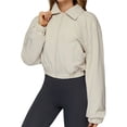 thumbnail image 2 of Chaqueta Corta Holgada para Mujer, con Cremallera, Cortavientos, Cálida, Ideal para Deportes Al Aire Libre y Correr Arroz con Albaricoque XL, 2 of 7