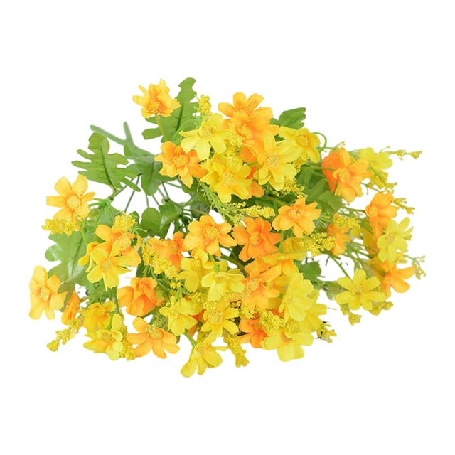 Flores artificiales de 28 cabezas para exteriores, flores silvestres de seda sintética con tallo, arreglo floral falso para macetas, cestas colgantes, porche, patio, decoración de jardín.