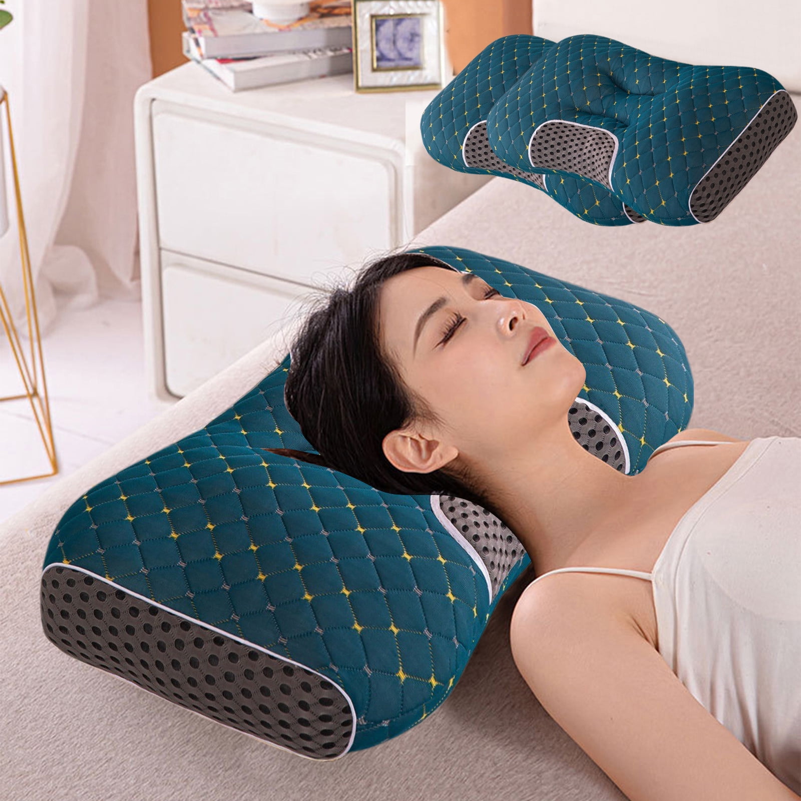 Ovzne 2-Pack Orthopedic Cervical Pillows For Deep Sleep Support - Non-Collapsing Memory Foam Pillow With Neck Pain Relief, 29X19X2 Inches, Bed Pillows For Side/Back Sleepers